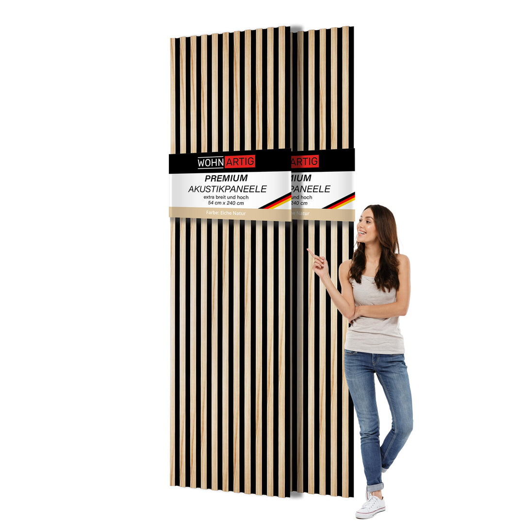 wohnartig 3D Akustikpaneele (Eiche Natur, 2 Stück 240cm x 54cm) Eiche Natur 2 Stück 240cm x 54cm, Ei