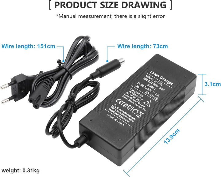 Yungeln Ladegeräte für 36V E-Scooter, 42V 2A AC Netzteil Scooter Adapter Ladegerät für Xiaomi 1S M36