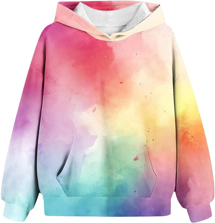 XINYUNZU Mädchen Kapuzenpullover Casual Hoodie Batik Sweatshirt mit Kapuze & Tasche Oberteile Langar