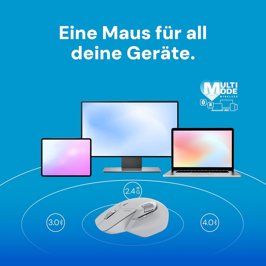 Rapoo MT760L wireless Mouse silent - USB Wireless 2.4G und Bluetooth Maus kabellos, bis 4000 DPI, le
