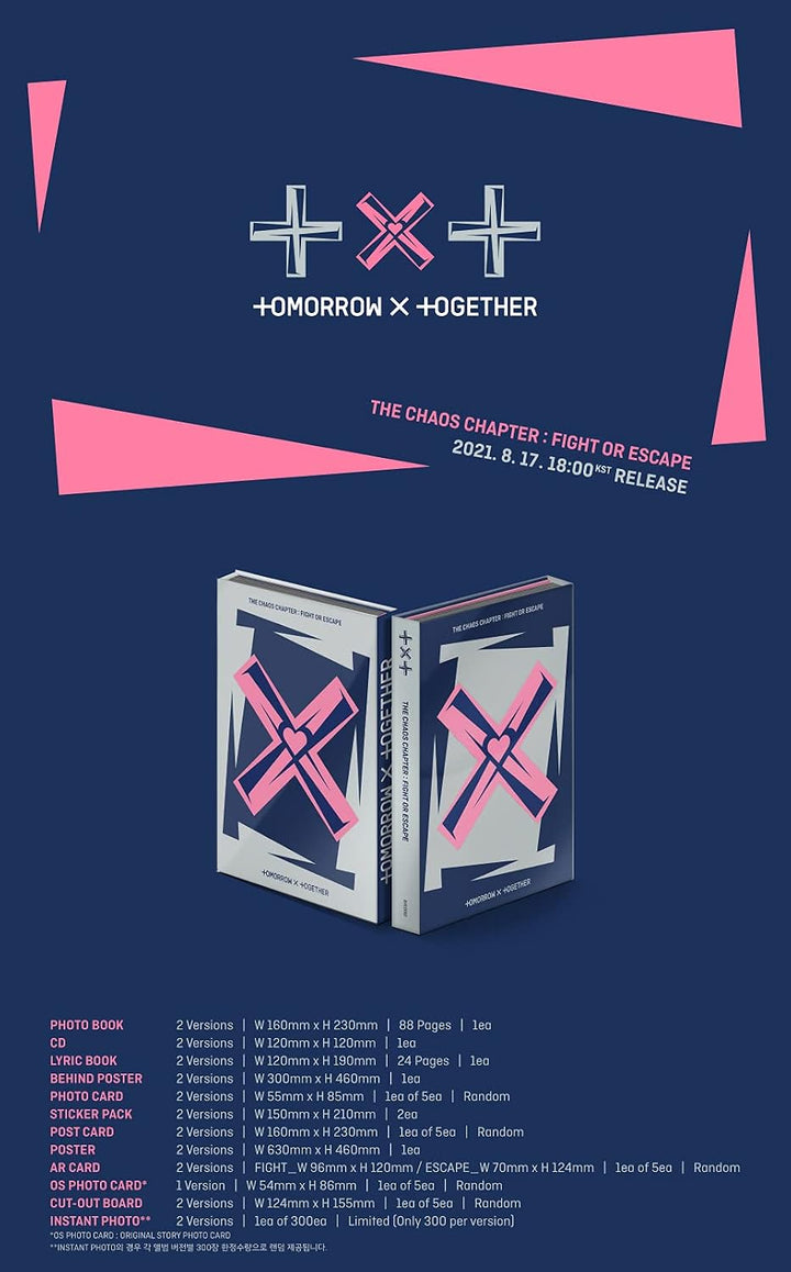 Big Hit Ent. TXT - Chaos Chapter : Fight OR Escape Album+Extra Photocards Set (Fight+Escape ver. Set