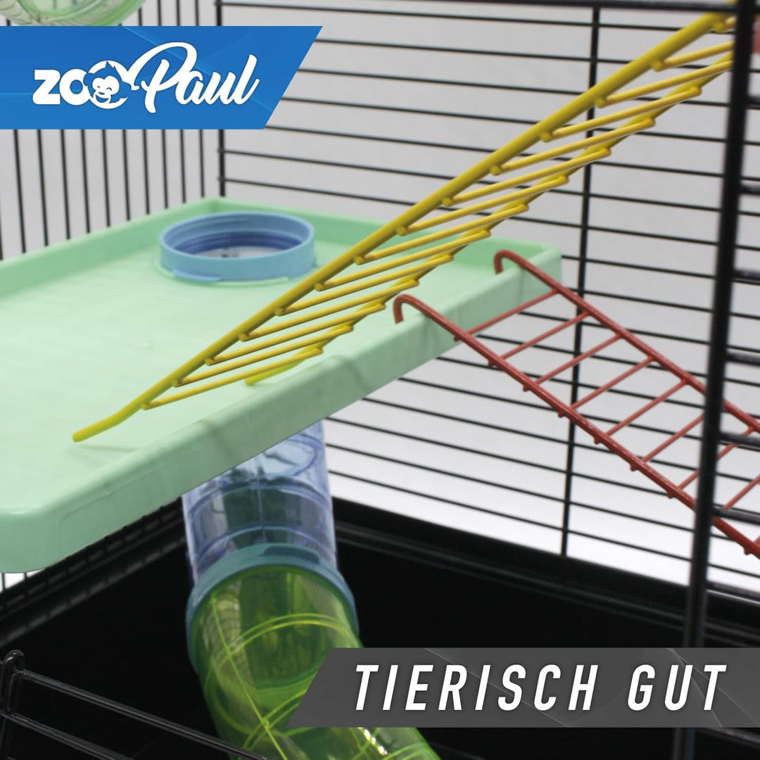 ZooPaul XXL Nagerkäfig Hamsterkäfig schwarz bunt Maus Käfig inklusive Tunnelsystem viel Zubehör, sch