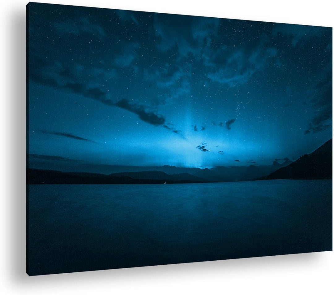 deyoli Dark Aurora Borealis Nordlicht Format 80x60 Effekt: Monocrome Blau als Leinwandbild, Motiv fe