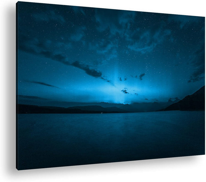 deyoli Dark Aurora Borealis Nordlicht Format 80x60 Effekt: Monocrome Blau als Leinwandbild, Motiv fe