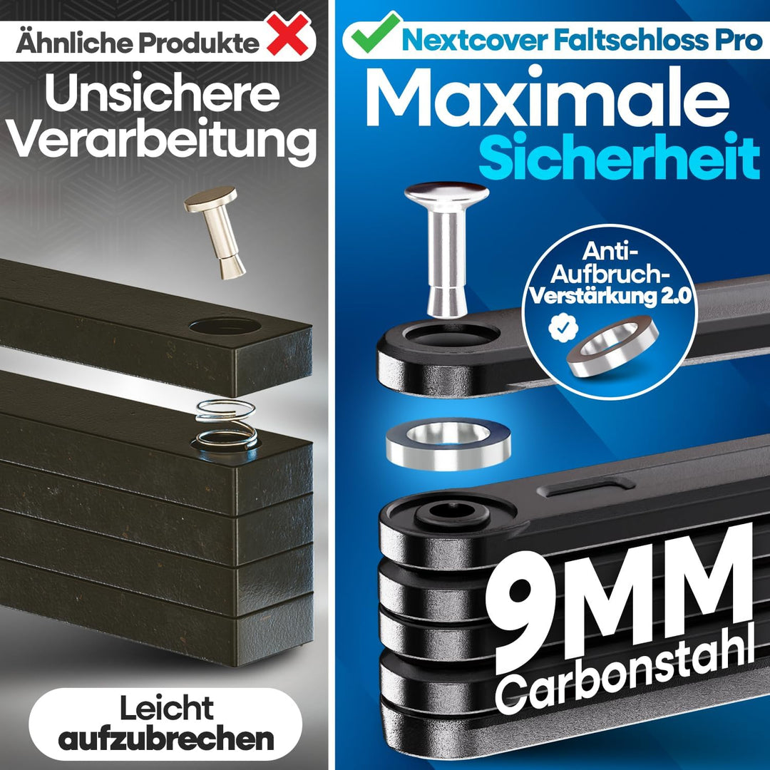 NEXTCOVER® NEU Faltschloss Fahrrad FoldPro - Das Original - mit SteelSecure-Technologie 2.0 I Robust