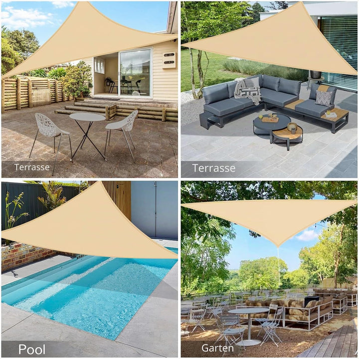 Duerer Sonnensegel Dreieckig Sonnenschutz Garten 5 x 5 x 5M, 95% UV-Blockierung, 185GSM Dichte Cool