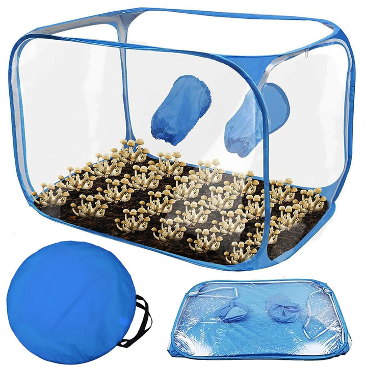 Still Air Box, 90x60x60cm, Pop Up Pilz Wachsen Zelt Kit, mit Handschuhen, Transparent, Tragbar, Pfla
