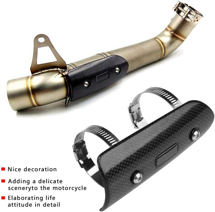 Keenso Motorrad Auspuff Hitzeschutzblech, Universal Motorrad Kohlefaser Auspuff Mittelrohr Hitzeschi