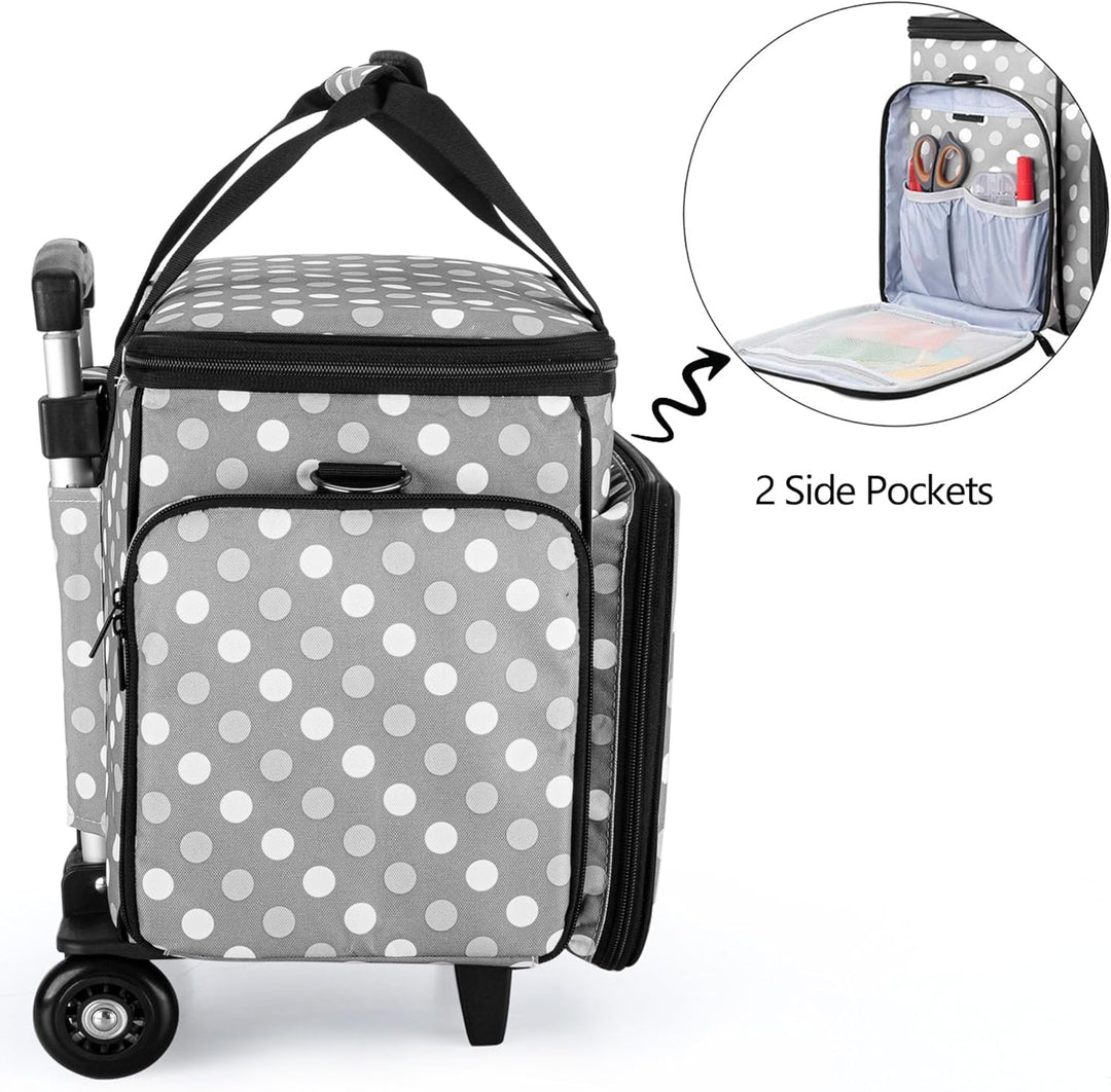 Luxja Nähmaschinentasche mit abnehmbarem Trolley, Rollende Nähmaschinentasche mit abnehmbarem Bodenp