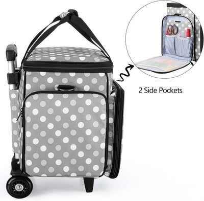 Luxja Nähmaschinentasche mit abnehmbarem Trolley, Rollende Nähmaschinentasche mit abnehmbarem Bodenp