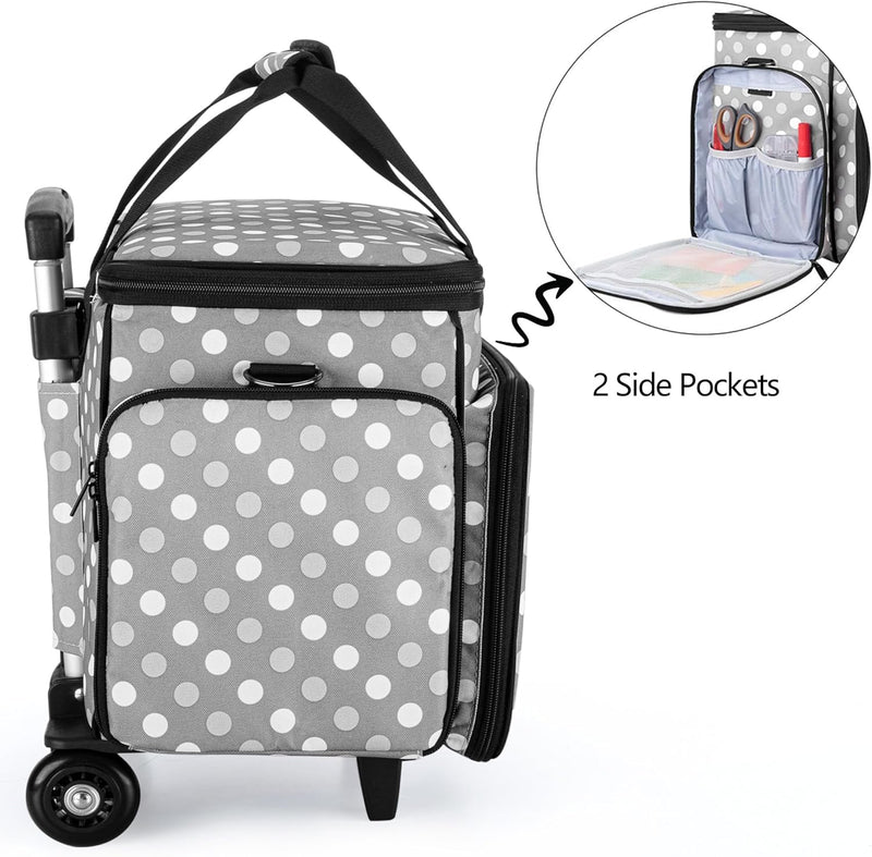 Luxja Nähmaschinentasche mit abnehmbarem Trolley, Rollende Nähmaschinentasche mit abnehmbarem Bodenp