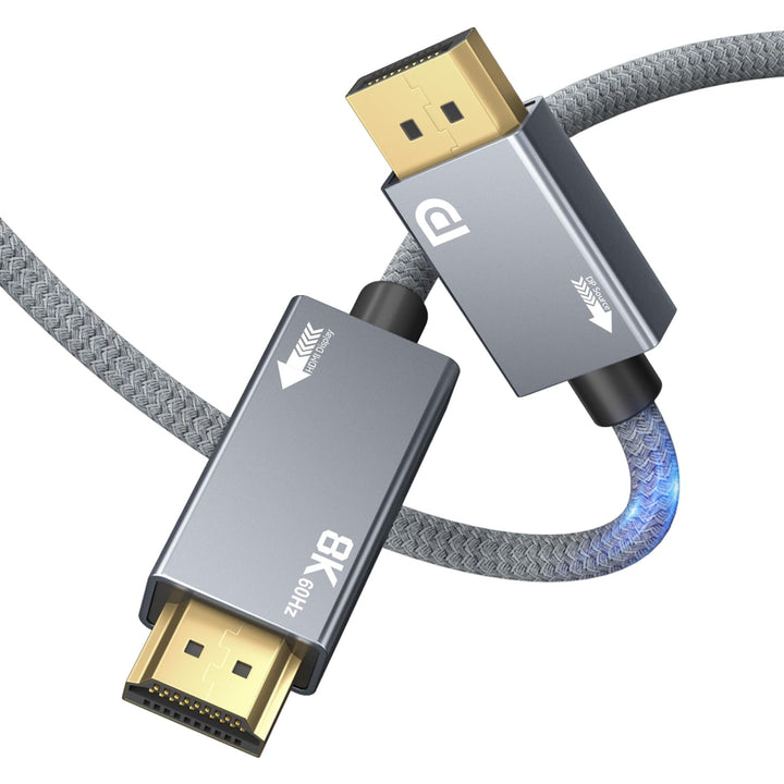 DisplayPort Kabel 1.4 auf HDMI 2.1 2M - 8K@60Hz, 4K@240/144Hz, Unidirektional DP auf HDMI, unterstüt