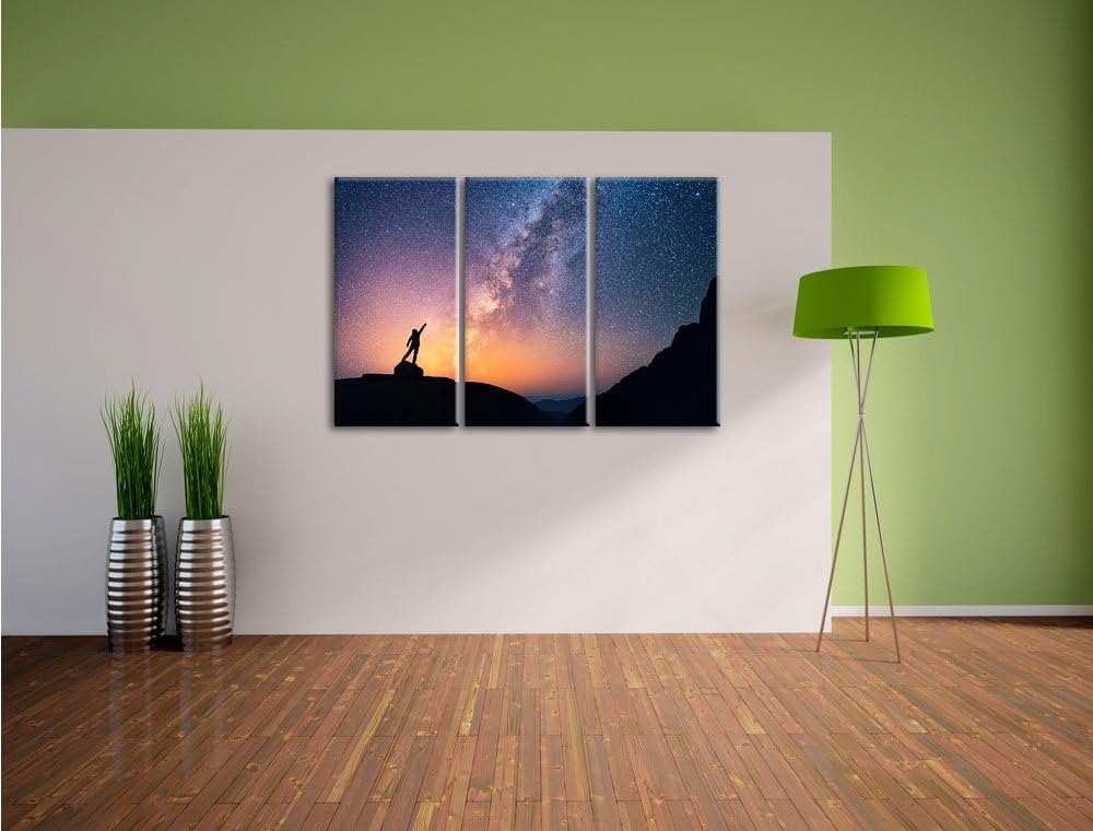 Pixxprint Sternenfänger Milchstrasse als Leinwandbild - Grösse: 3-Teilig (120x80cm) - Wandbild - Kun