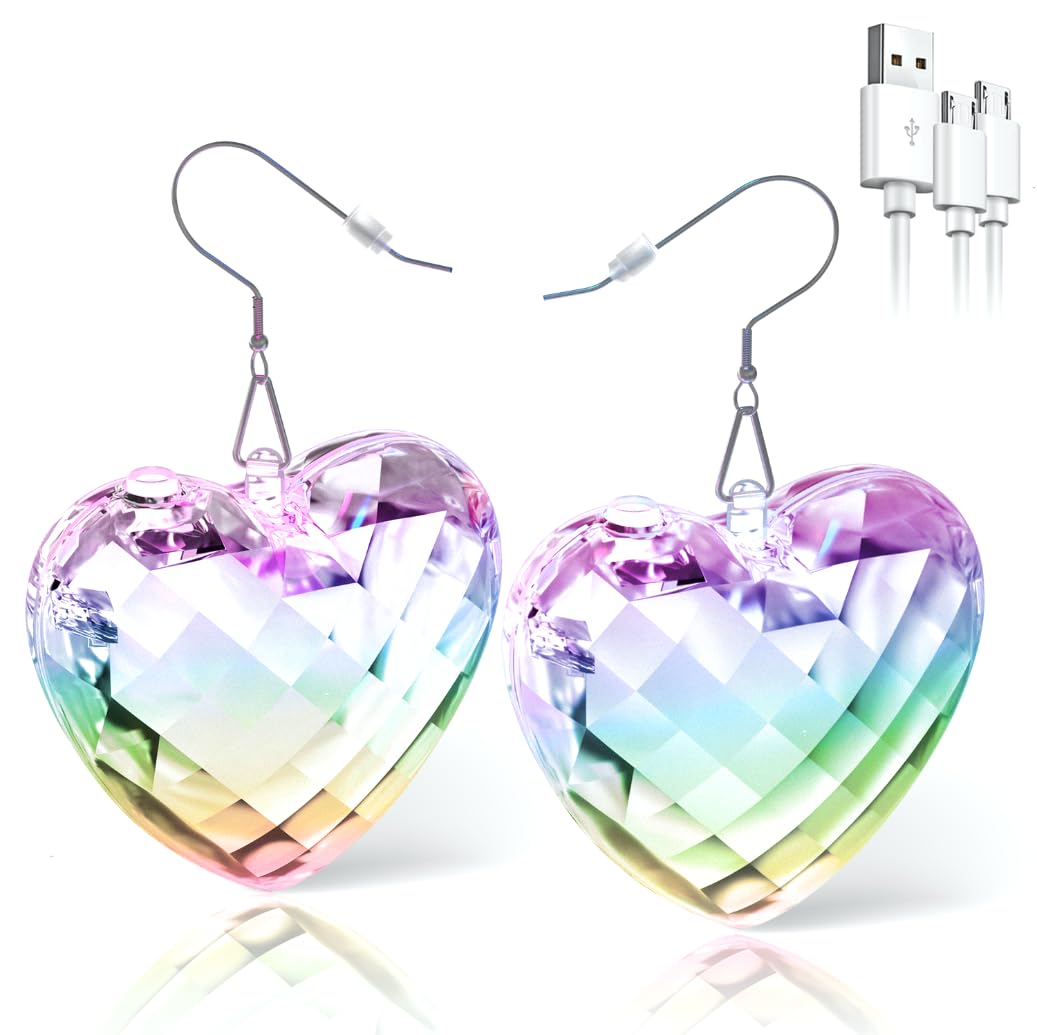 LED Ohrringe Disco Ball Ohrringe 7 RGB Licht Projektion Licht Ohrringe für Frauen Wiederaufladbare L