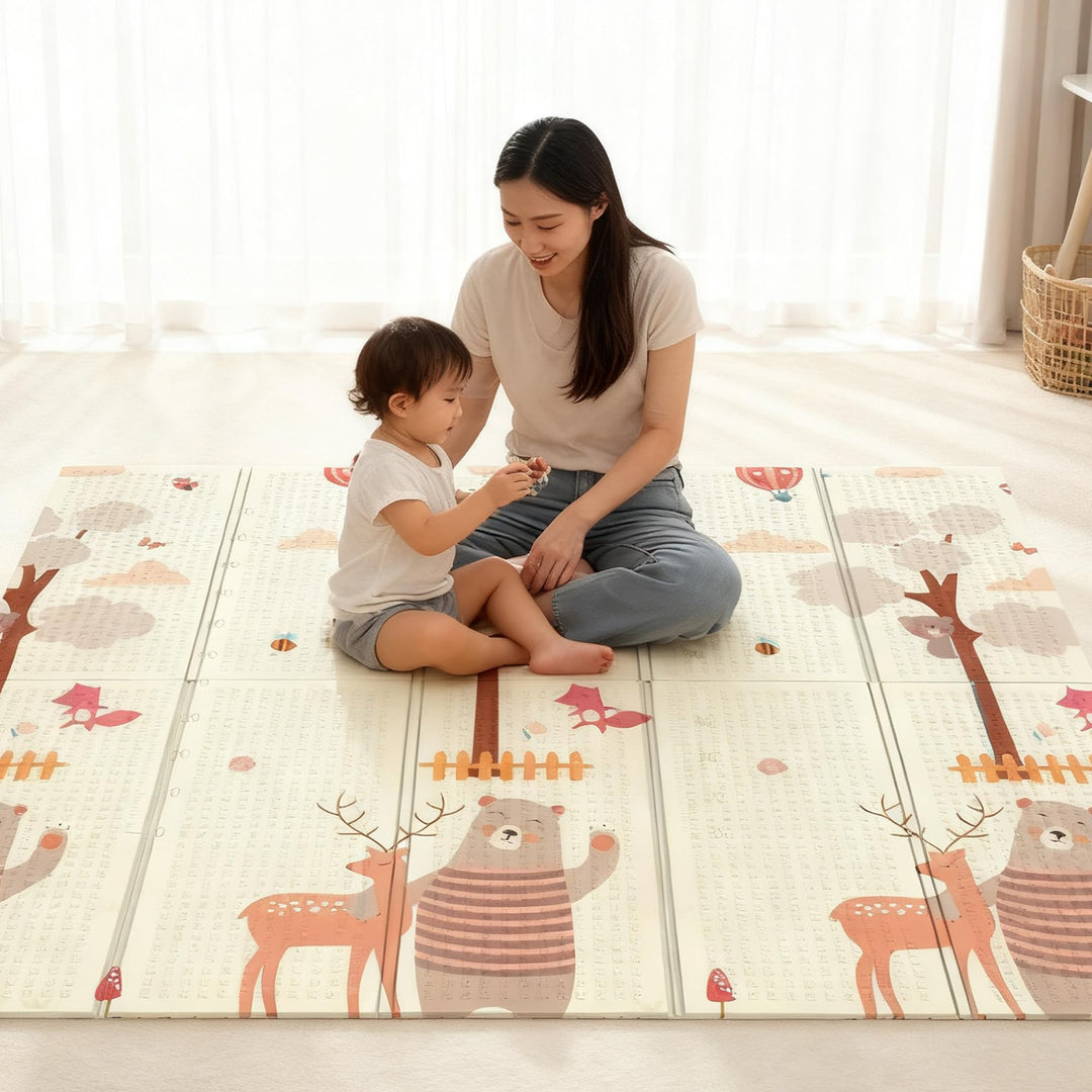 Soontrans Krabbelmatte Baby, Spielmatte Baby Faltbar, 200x180x1cm, Play Mat for Babies Doppelseitige