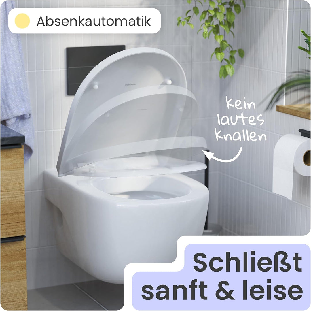instmaier | D-Form | Toilettendeckel mit Absenkautomatik weiss | Made in Germany | Toilettensitz aus