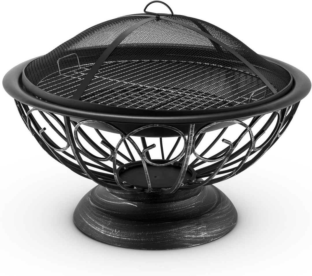 Blumfeldt 2-in-1 Feuerschale - Feuerkorb, Terassenofen, Gartengrill, Gitternetz für Funkenschutz, br