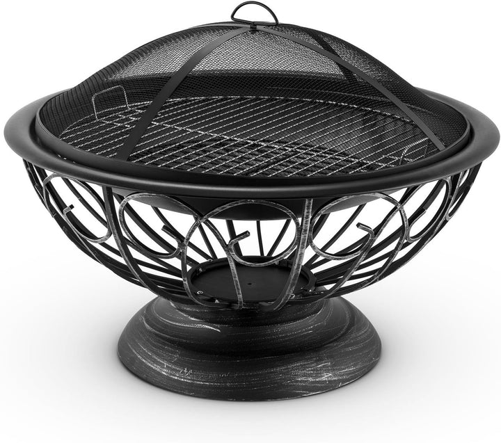 Blumfeldt 2-in-1 Feuerschale - Feuerkorb, Terassenofen, Gartengrill, Gitternetz für Funkenschutz, br