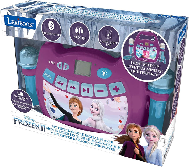Lexibook - Disney Die Eiskönigin - Tragbarer digitaler Karaoke-Player für Kinder - Mikrofone, Lichte