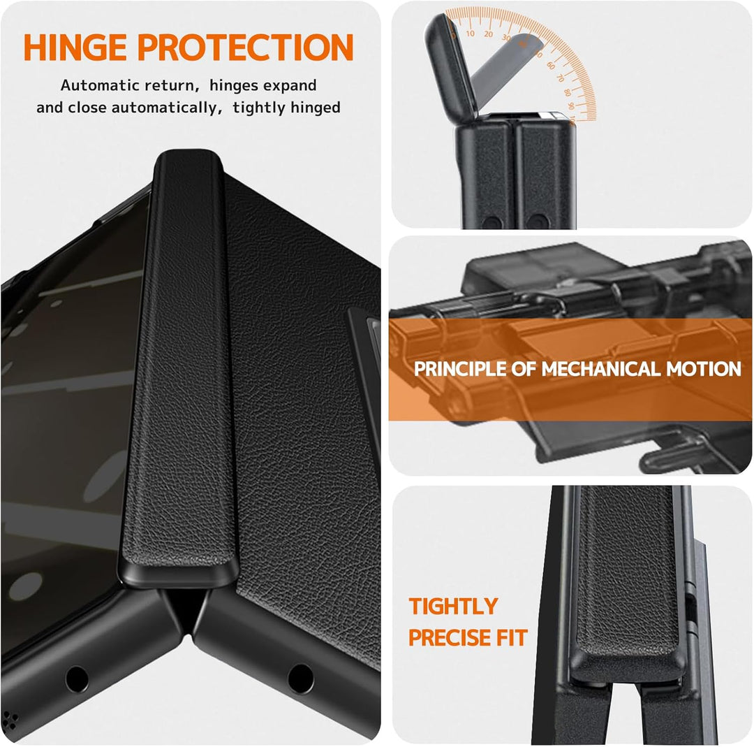 NINKI Kompatibel Samsung Galaxy Z Fold 5 Hülle mit Privacy Screen Protector,Kunstleder Magnetic Scha