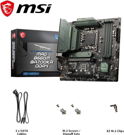 MSI MAG B660M BAZOOKA DDR4 Mainboard Micro-ATX - unterstützt Intel Core Prozessoren 12. Generation,