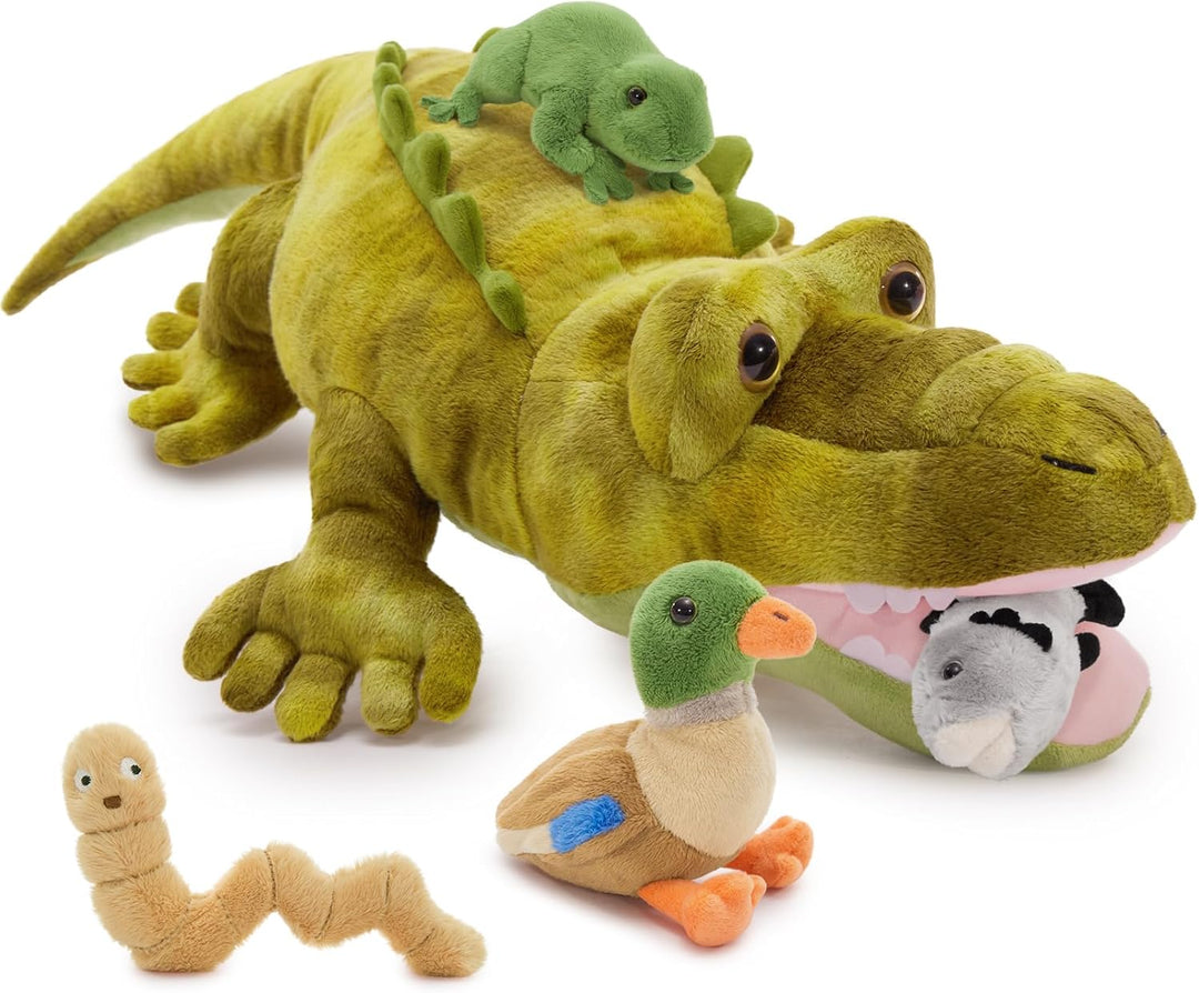 MorisMos 5 stücke Alligator Kuscheltier XXL Set, 65cm lang riesen Krokodil Kuscheltier mit Babys im