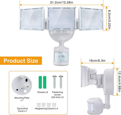 SOLLA led strahler mit bewegungsmelder, 40 W 3000LM Superhell LED Fluter Aussen, IP65 Wasserdicht PI