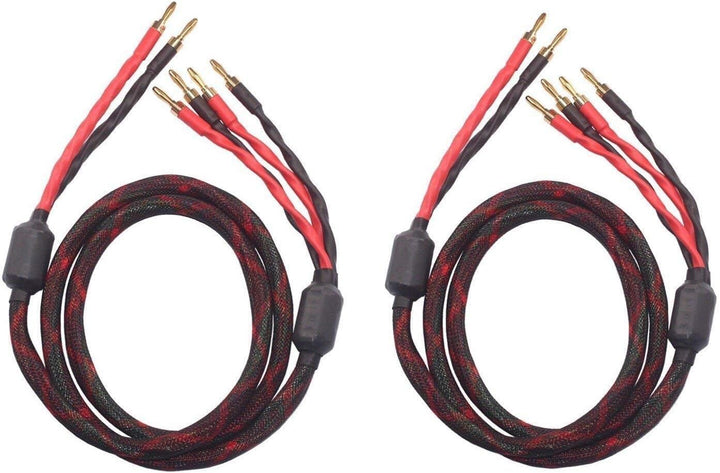 KK CABLE k4B-2B Bi-Wire Lautsprecherkabel (2 Bananenstecker - 4 Bananenstecker), 1 Paar Set (insgesa