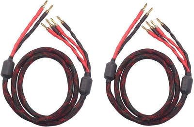 KK CABLE k4B-2B Bi-Wire Lautsprecherkabel (2 Bananenstecker - 4 Bananenstecker), 1 Paar Set (insgesa