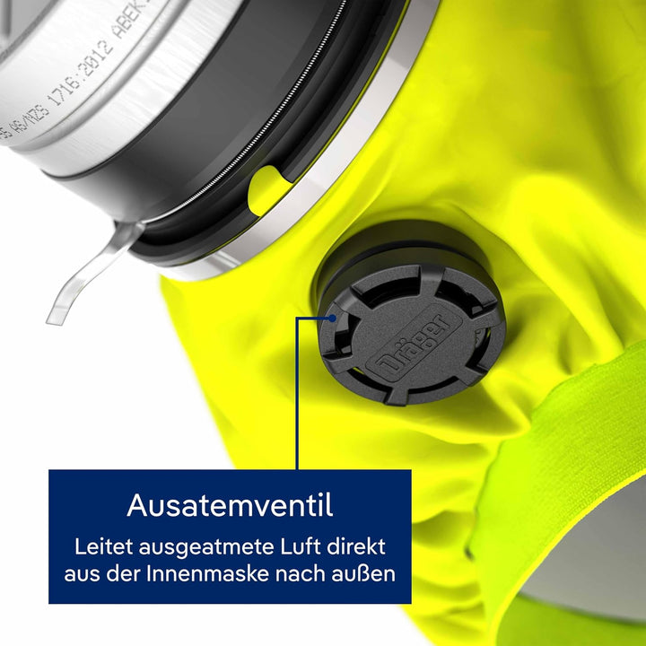 Dräger PARAT 5500 Brand-Fluchthaube | Effektive Rettungshaube mit CO P2 Filter PARAT 5510 Single Pac