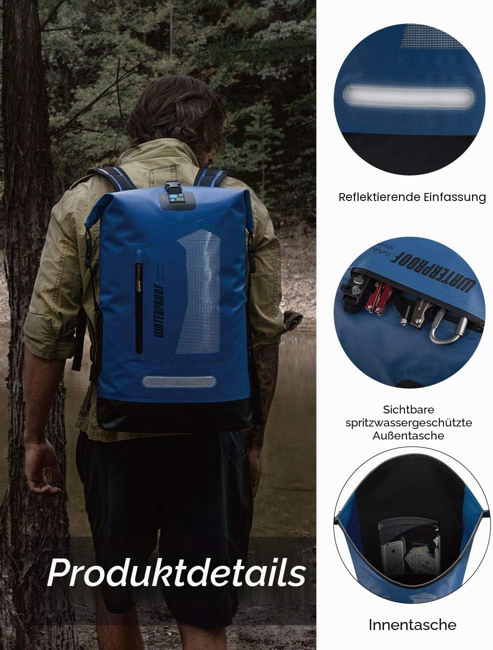 IDRYBAG Wasserdichter Rucksack Dry Bag 20L/30L/40L, schwimmender trockener Rucksack wasserdicht für