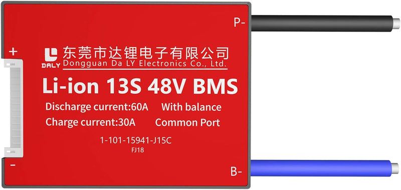 DALY BMS 13S 48V 60A Li-Ion Akku-Schutzplatine mit Balance-Leitungen BMS für 18650 Akku Pack 48V
