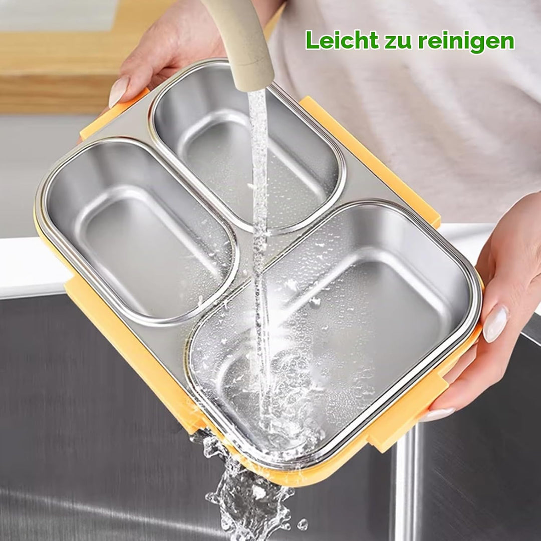 Bento Lunchbox Erwachsene 1000ml Edelstahl Brotdose Edelstahl mit Fächern, Bento Box mit Gabel, Brot