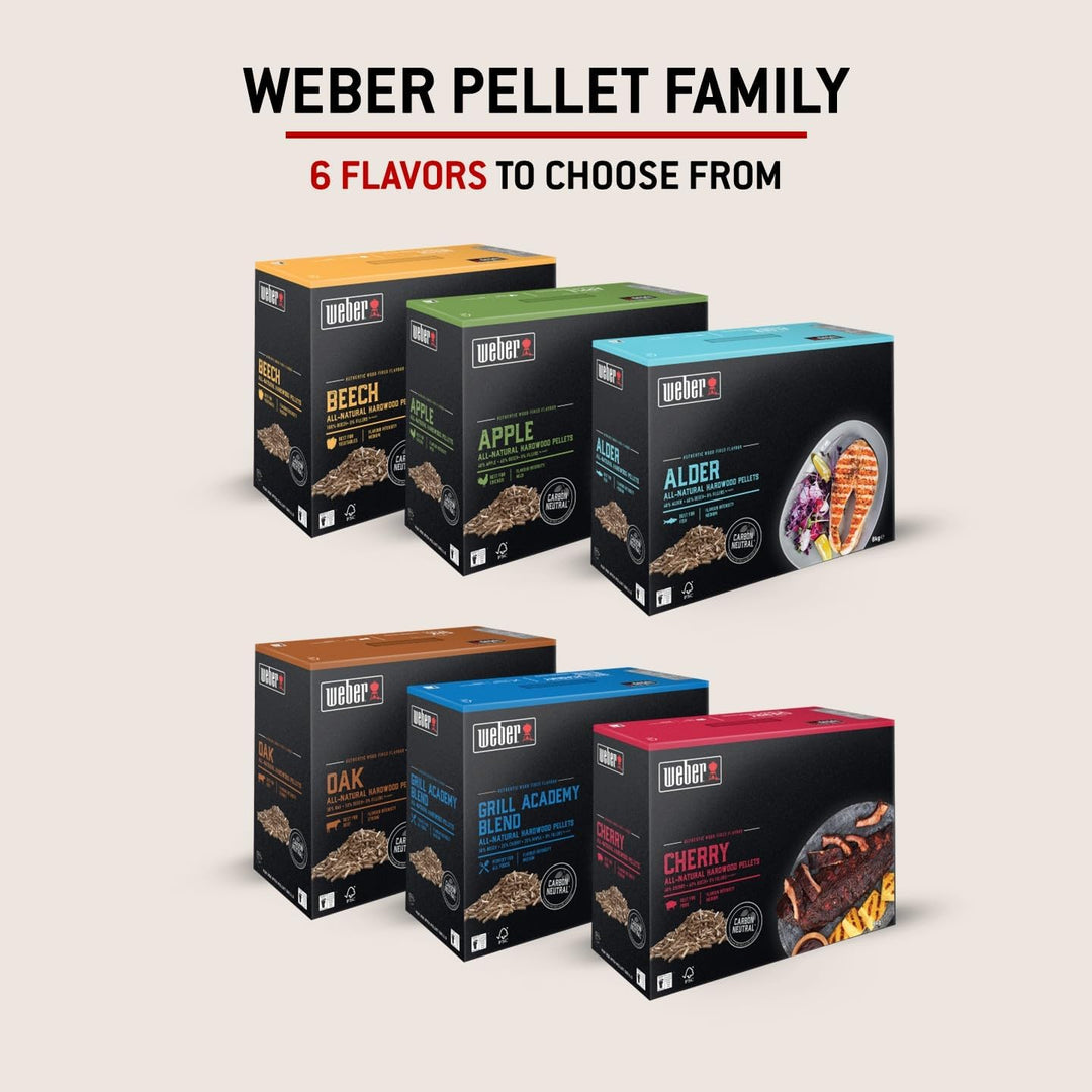 Weber Holzpellets - Grillacademy Blend (8kg), perfekt zum Räuchern von Gemüse, Fisch und Allen Fleis