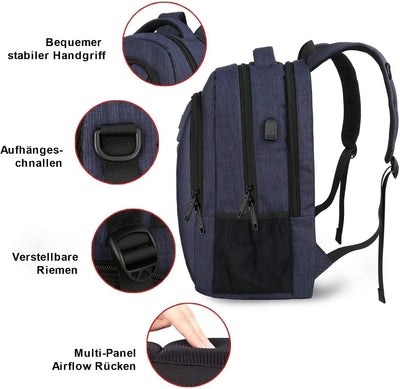 MATEIN Rucksack Herren Grosse 17,3 Zoll, Computer Arbeitsrucksack mit Laptopfach USB-Ladeanschluss S