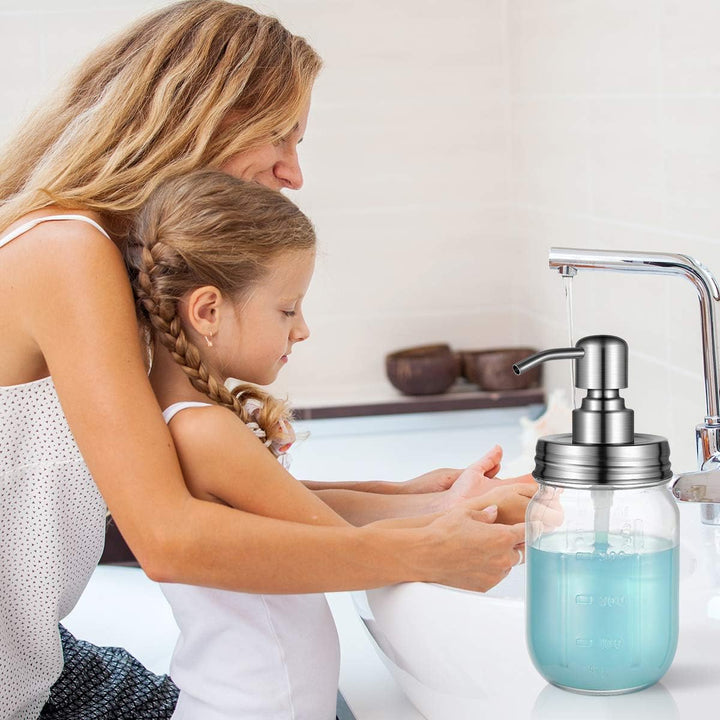 TOPBATHY Seifenspender mit Edelstahlpumpe Glas Flüssigseifen-Spender für Küche Badezimmer Shampoo Öl