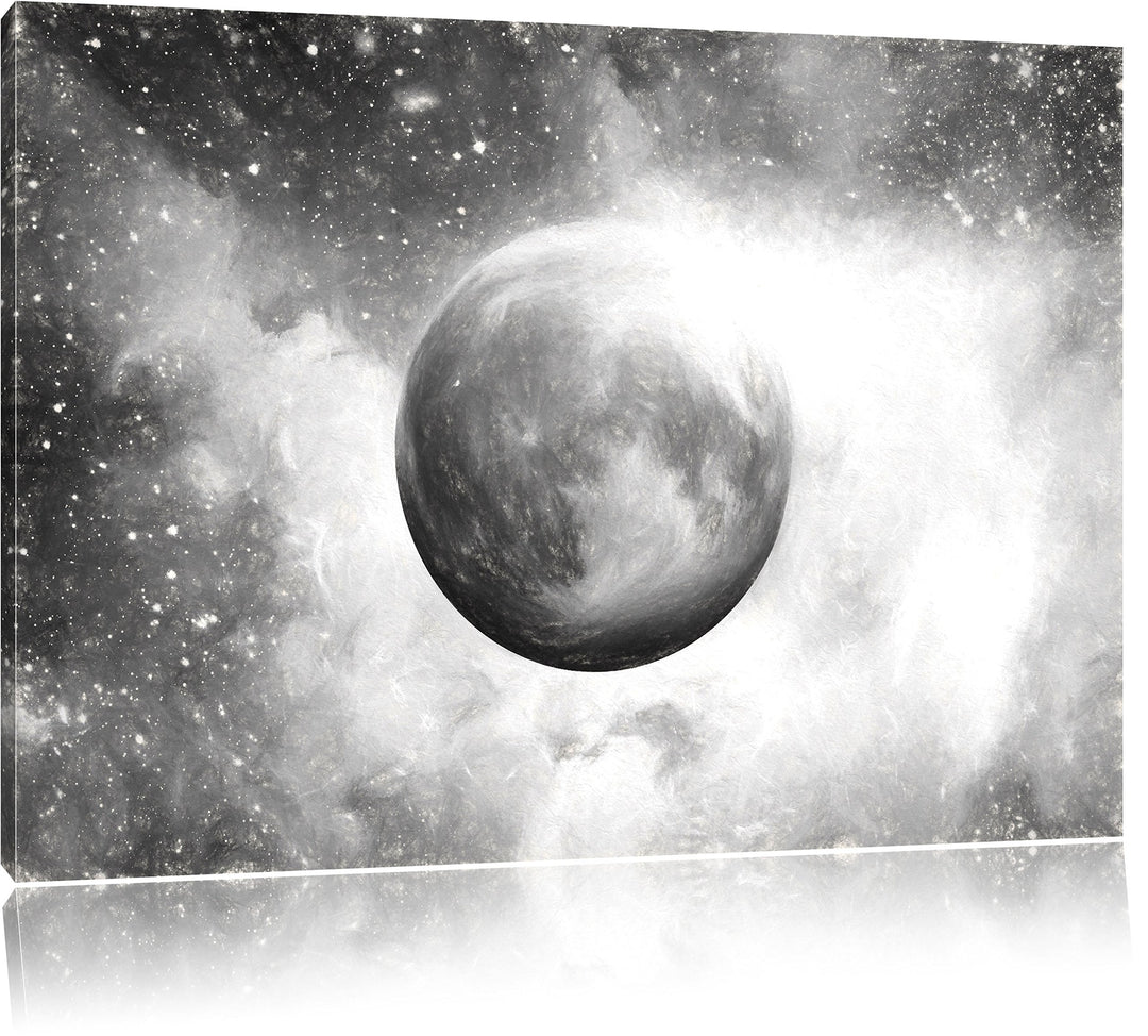Pixxprint unser Mond im Sternenstaub Kunst als Leinwandbild/Grösse: 100x70 / Wandbild/Kunstdruck/fer