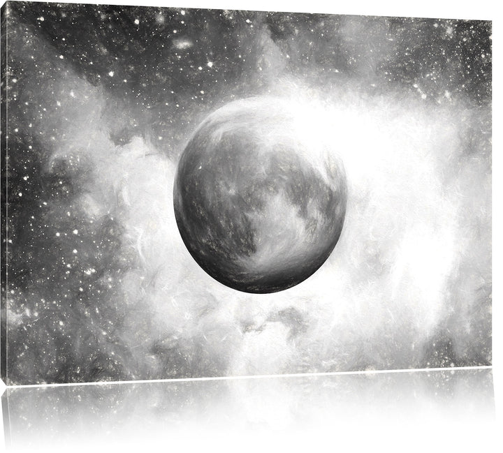 Pixxprint unser Mond im Sternenstaub Kunst als Leinwandbild/Grösse: 100x70 / Wandbild/Kunstdruck/fer