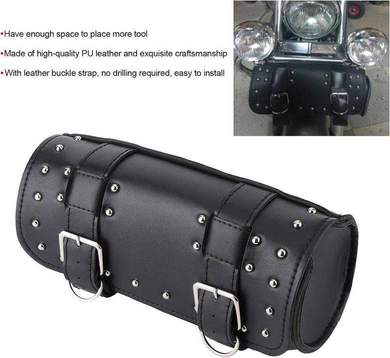 Plyisty Motorradtasche, Universal PU Leder Motorrad Werkzeugtasche Rollbeutel Satteltaschen, mit 2 S