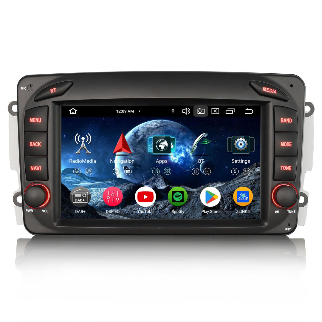 Erisin 7 Zoll 8-Kern 4GB+64GB Android 14 Autoradio Bluetooth GPS Navigation für Mercedes W209 W203 A