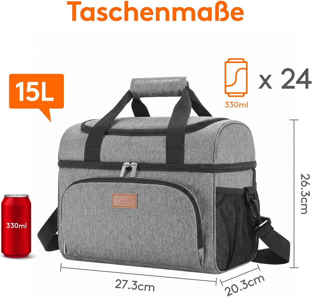 Lifewit Grosse Kühltasche 14.6L 18 Dosen, Kühlbox Faltbar, Isolierte Lunch Tasche, Leichte, Tragbare