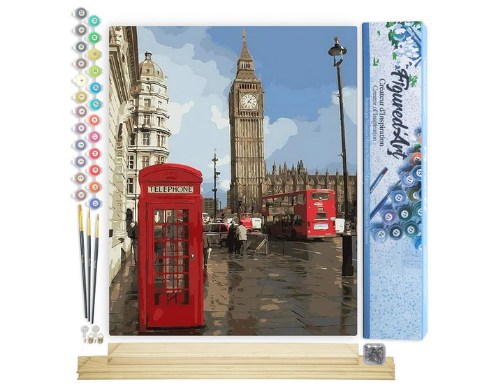 Figured'Art Malen Nach Zahlen Erwachsene Mit Rahmen Telefonzelle in London - Paint by Numbers Bastel