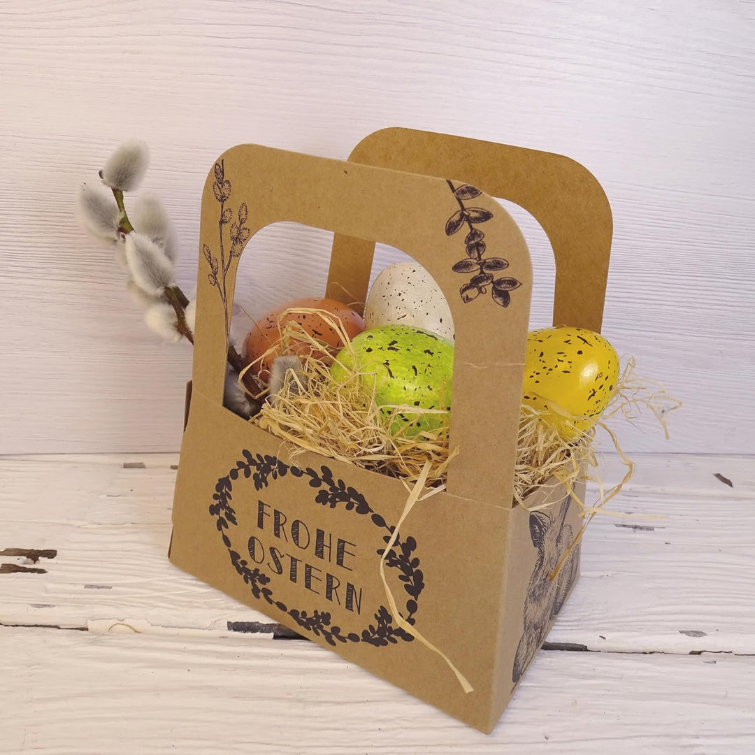 Logbuch-Verlag 4er Set Keramik-Eier stehend – Osterdeko in Grün Creme Orange Gelb – Frühling Tischde