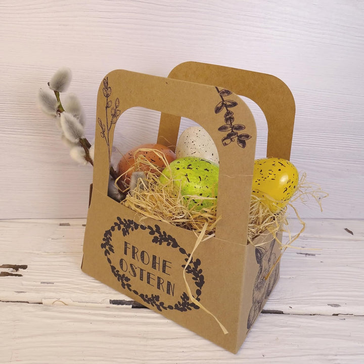 Logbuch-Verlag 4er Set Keramik-Eier stehend – Osterdeko in Grün Creme Orange Gelb – Frühling Tischde