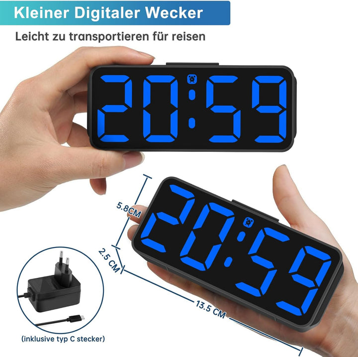 Eachui Wecker Digital Ohne Ticken wecker für Kinder Kleiner Uhr Lautstärke und Helligkeit Einstellba