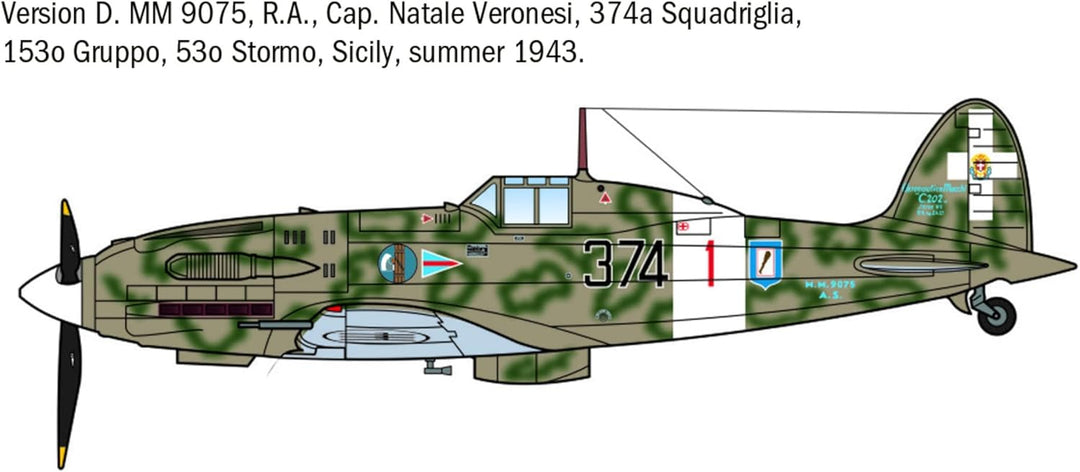 Italeri 1481 1:72 MC.202 Folgore Aces Modellbausatz Militärflugzeug