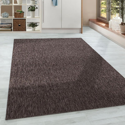 HomebyHome Teppich Wohnzimmer 120x170 cm Braun Einfarbig Meliert Design - Schlafzimmer Teppich Kurzf