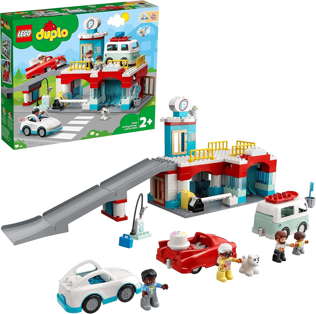 LEGO 10948 DUPLO Parkhaus mit Autowaschanlage, Spielzeugautos, Parkhaus Spielzeug für Kleinkinder, M