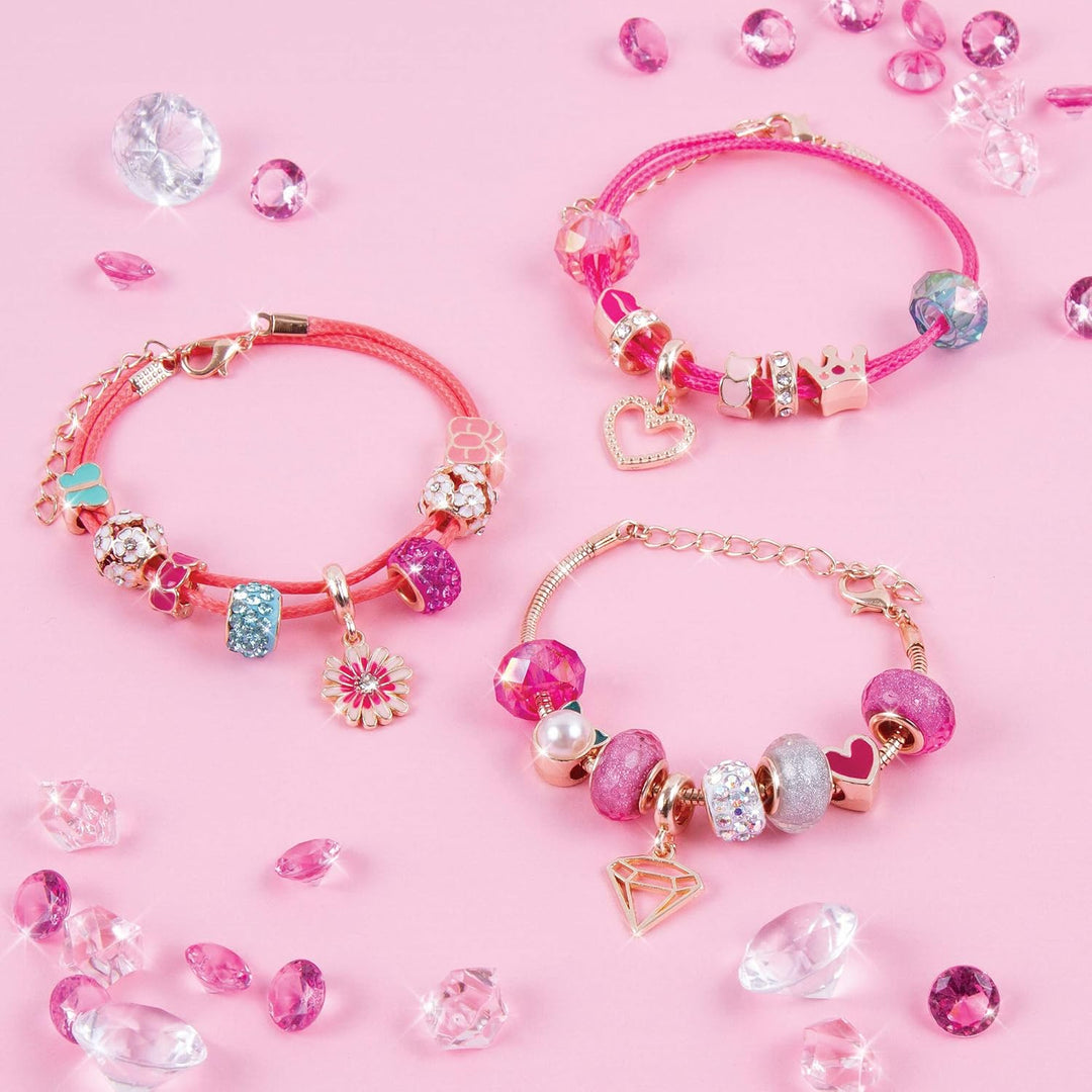 Make It Real Rosa Freundschaftsband-Set mit Halo-Anhängern und Perlen! - Kinderschmuck - Geschenke f