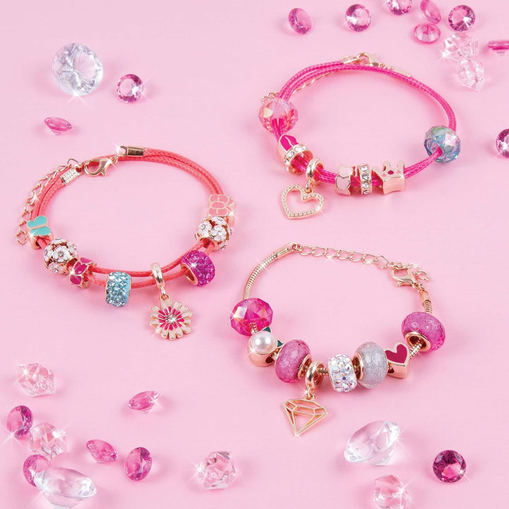 Make It Real Rosa Freundschaftsband-Set mit Halo-Anhängern und Perlen! - Kinderschmuck - Geschenke f